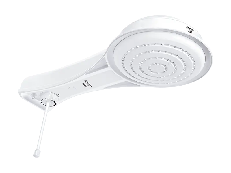 Imagem da Ducha Elegance Eletrônica FAME, com design diferenciado, controle eletrônico de temperatura e espalhador amplo, destacando sua proposta de elegância e eficiência.